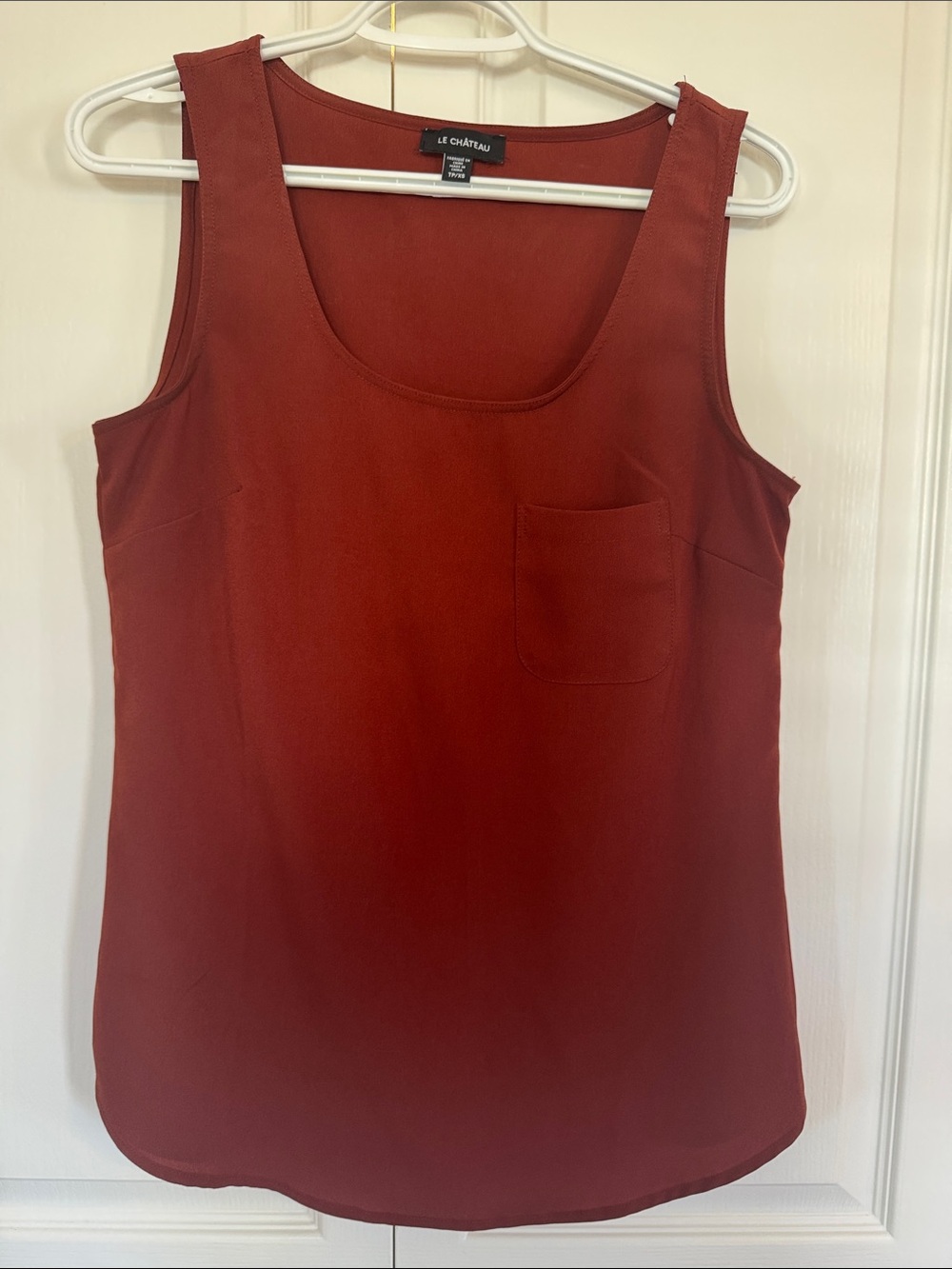 le chateau Rust Red Scoop Neck Tank with Pocket